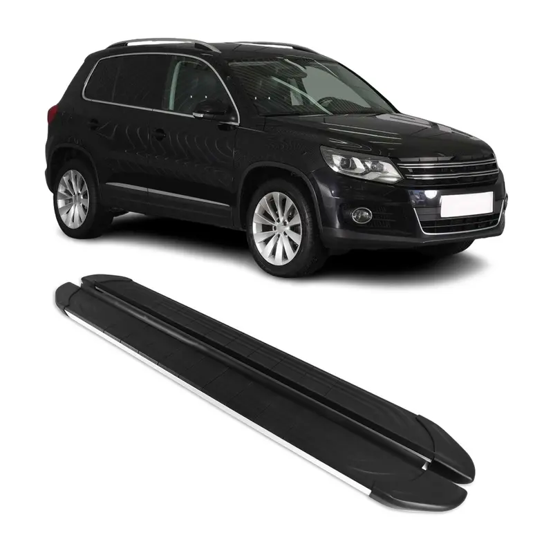 Marchepieds Latéraux pédale pour VW Tiguan 2007-2016 Aluminium Gris Noir 2Pcs