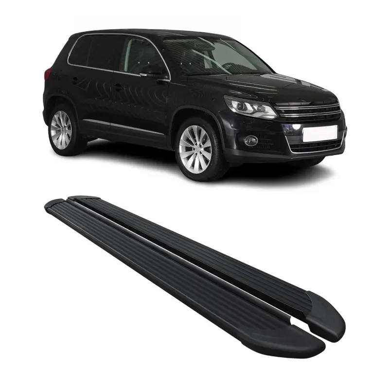 Marchepieds Latéraux pédale pour VW Tiguan 2007-2016 en Aluminium Noir 2Pcs