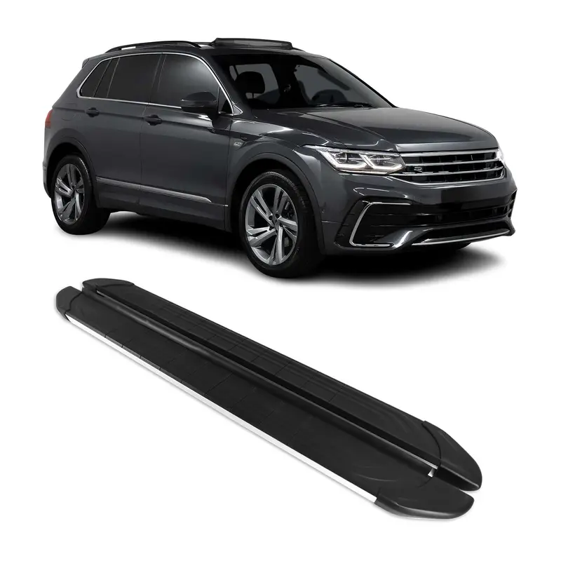 Marchepieds Latéraux pédale pour VW Tiguan II 2016-2023 Aluminium Gris Noir 2Pcs