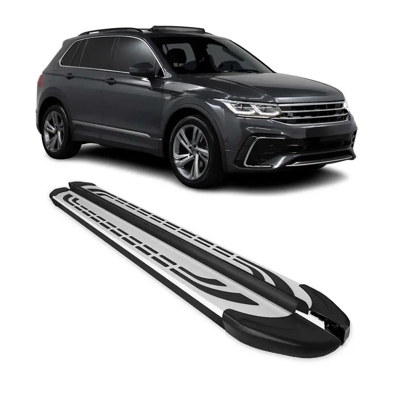 Marchepieds latéraux pédale pour VW Tiguan mk2 2016-2020 Pre-FL Alu Gris Noir 2x
