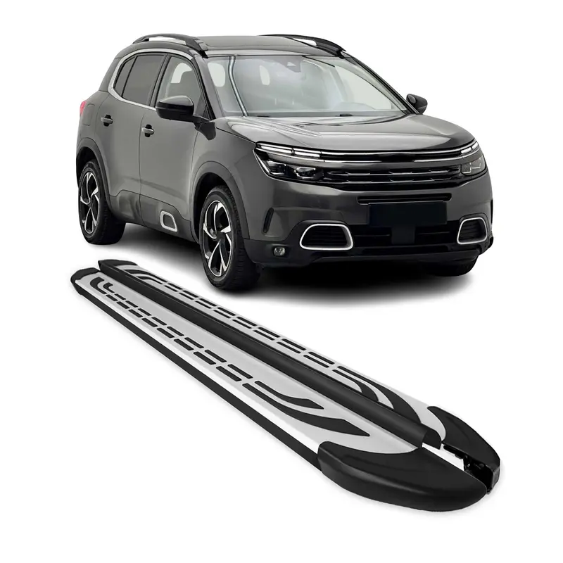 Marchepieds Latéraux pour Citroen C5 Aircross 2018-2025 Aluminium Gris Noir 2Pcs