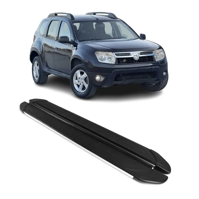 Marchepieds Latéraux pour Dacia Duster 2010-2018 Aluminium Gris Noir 2Pcs