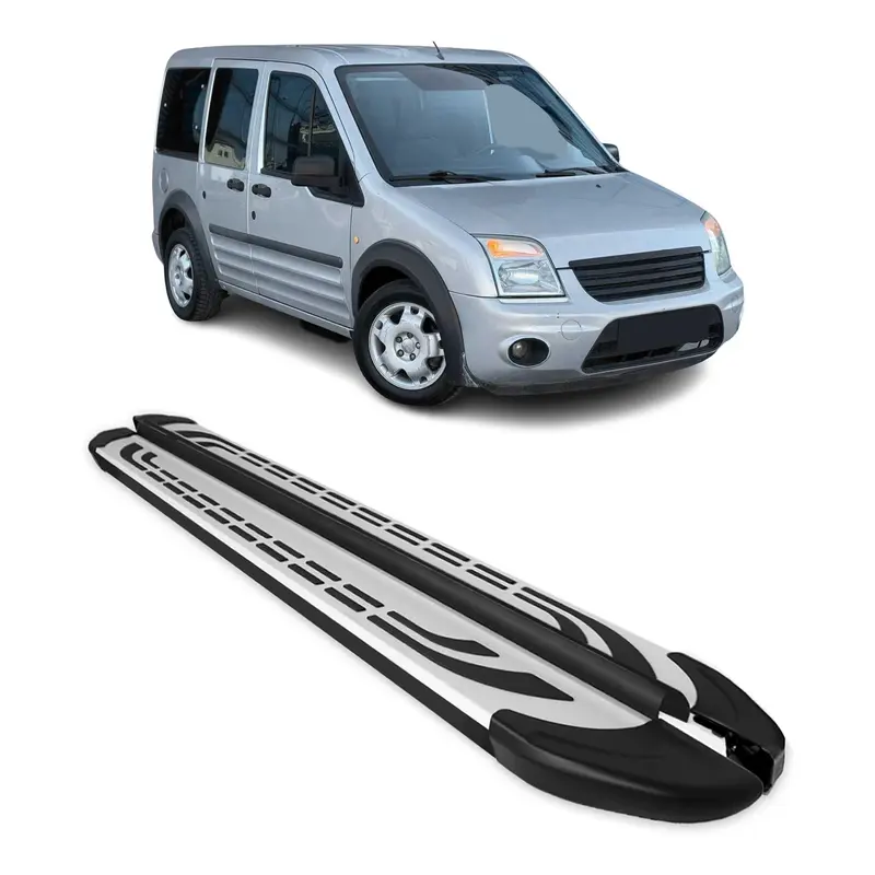 Marchepieds Latéraux pour Ford Connect 2002-2013 Aluminium Gris Noir L1 Court 2x