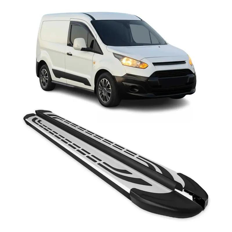 Marchepieds Latéraux pour Ford Connect 2014-2021 Aluminium Gris Noir L1 Court 2x