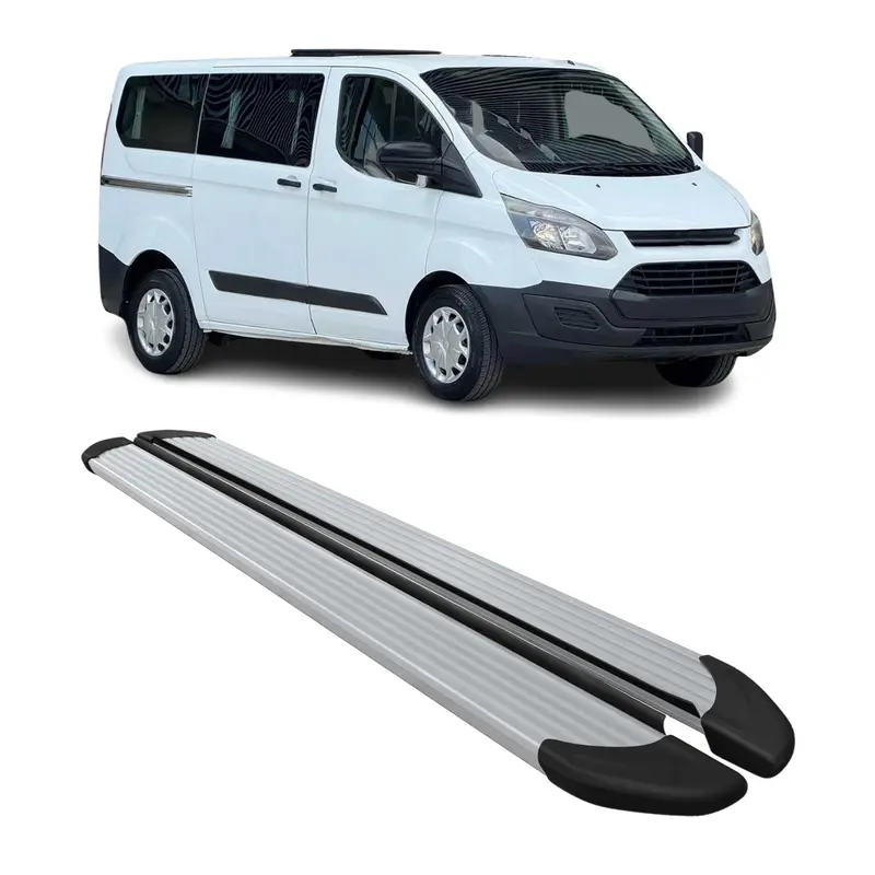 Marchepieds Latéraux pour Ford Transit Custom I 2012-2023 L1 Court Alu Argent 2x