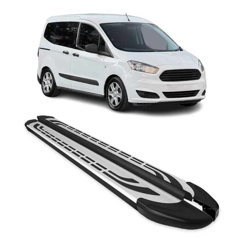 Marchepieds Latéraux pour Ford Transit Tourneo Courier 2014-22 Alu Gris Noir
