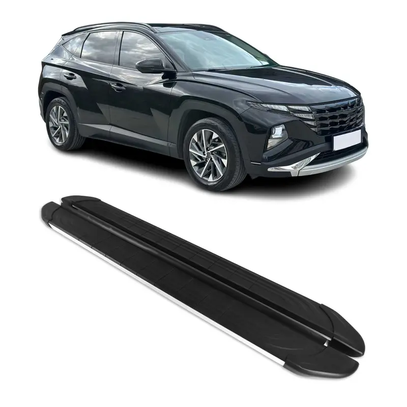 Marchepieds Latéraux pour Hyundai Tucson 2022-2026 Aluminium Gris Noir 2Pcs