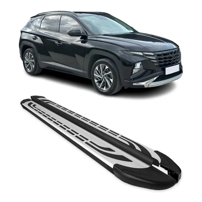 Marchepieds Latéraux pour Hyundai Tucson 2022-2026 Aluminium Gris Noir 2x
