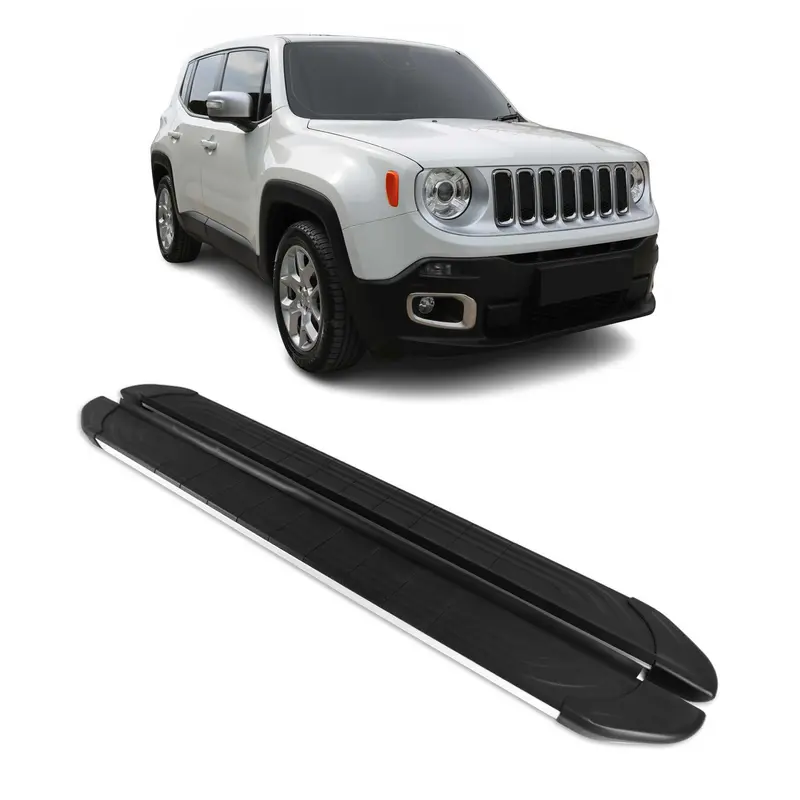 Marchepieds Latéraux pour Jeep Renegade 2015-2024 Aluminium Gris Noir 2Pcs