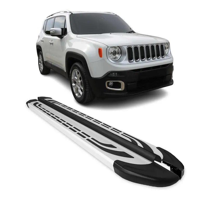 Marchepieds Latéraux pour Jeep Renegade 2015-2024 Aluminium Gris Noir 2x