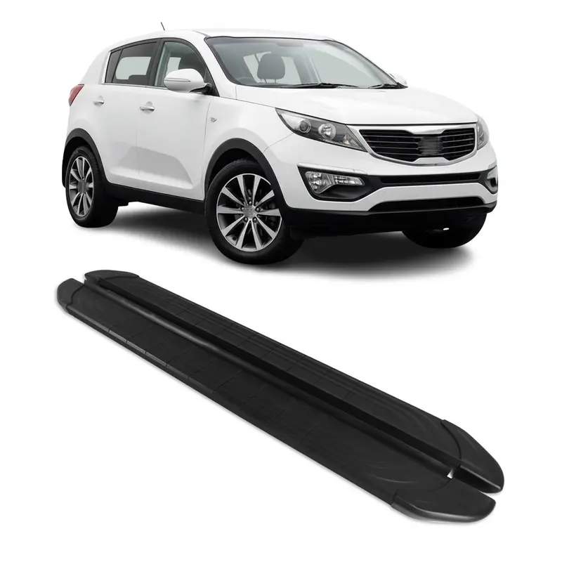 Marchepieds Latéraux pour Kia Sportage 2010-2015 Aluminium Gris Noir 2Pcs
