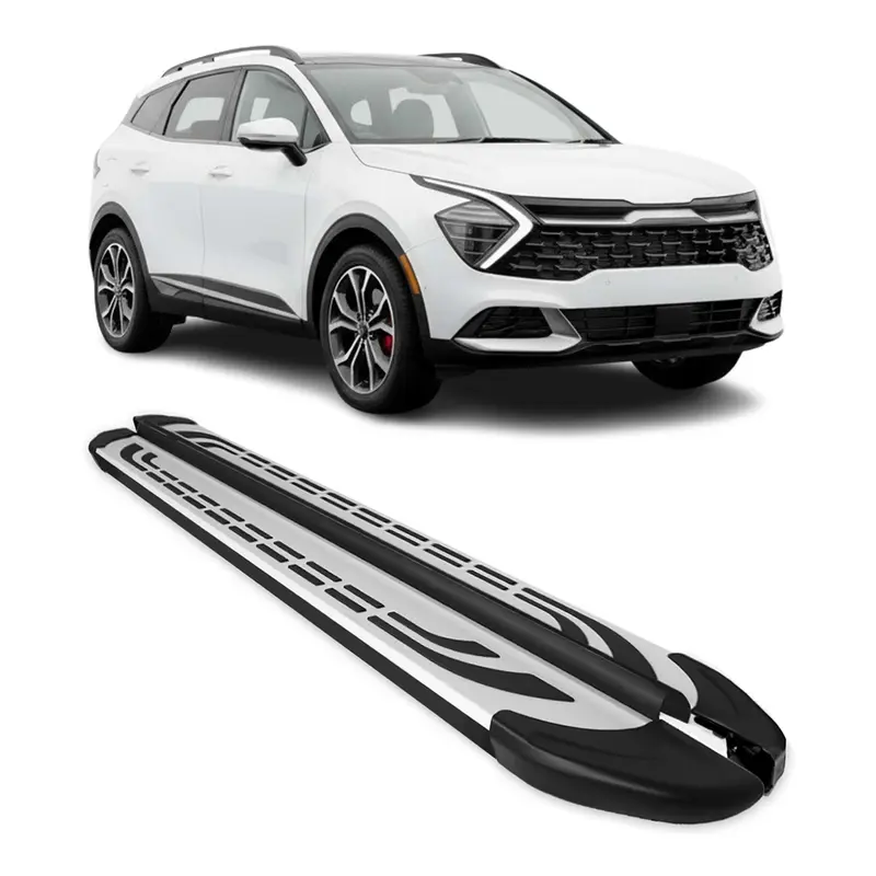 Marchepieds Latéraux pour Kia Sportage V 2023-2026 Aluminium Noir Argent 2 Pcs