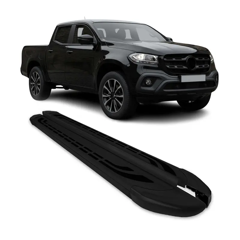 Marchepieds Latéraux pour Mercedes Classe X Double Cab 2017-2024 Alu Noir 2Pcs