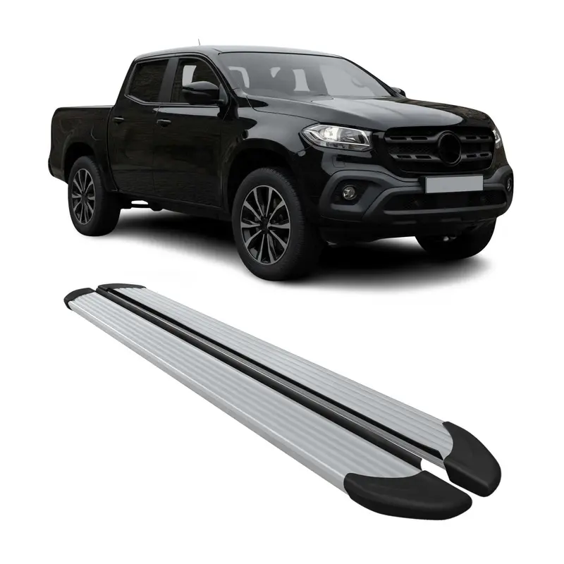 Marchepieds Latéraux pour Mercedes Classe X W470 2017-20 DoubleCab Alu Gris 2Pcs