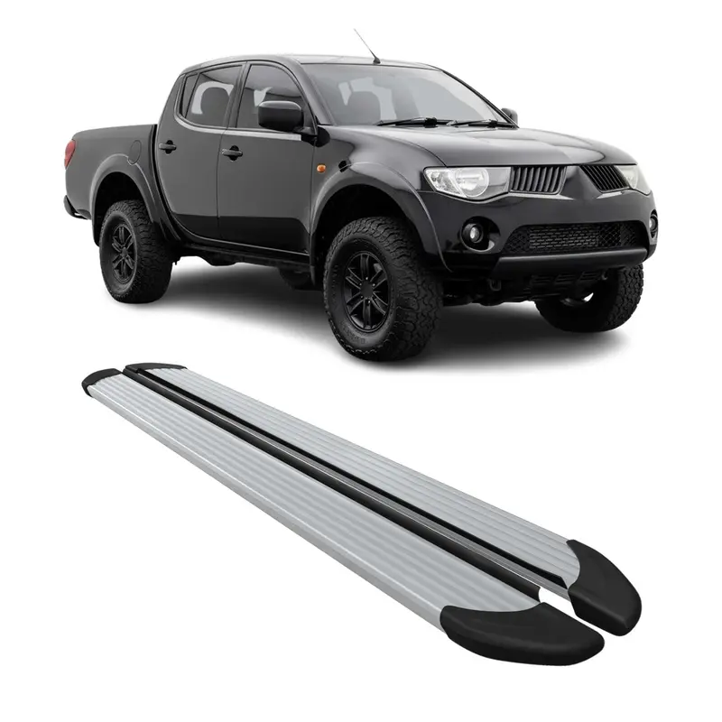 Marchepieds Latéraux pour Mitsubishi L200 Double Cab 2005-14 Alu Argent L2 2Pcs