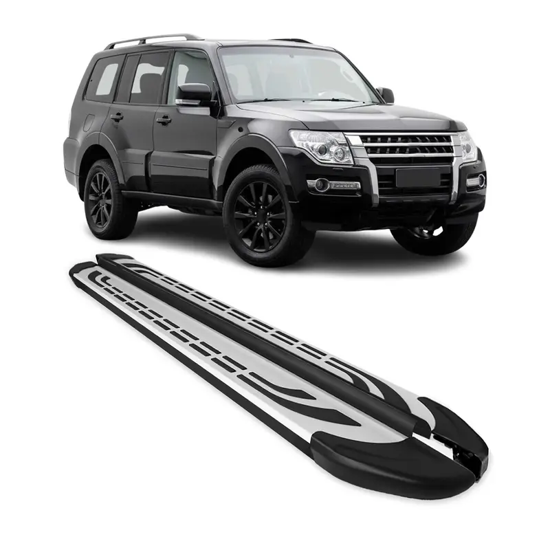 Marchepieds Latéraux pour Mitsubishi Pajero IV 2006-2021 Aluminium Gris Noir 2x
