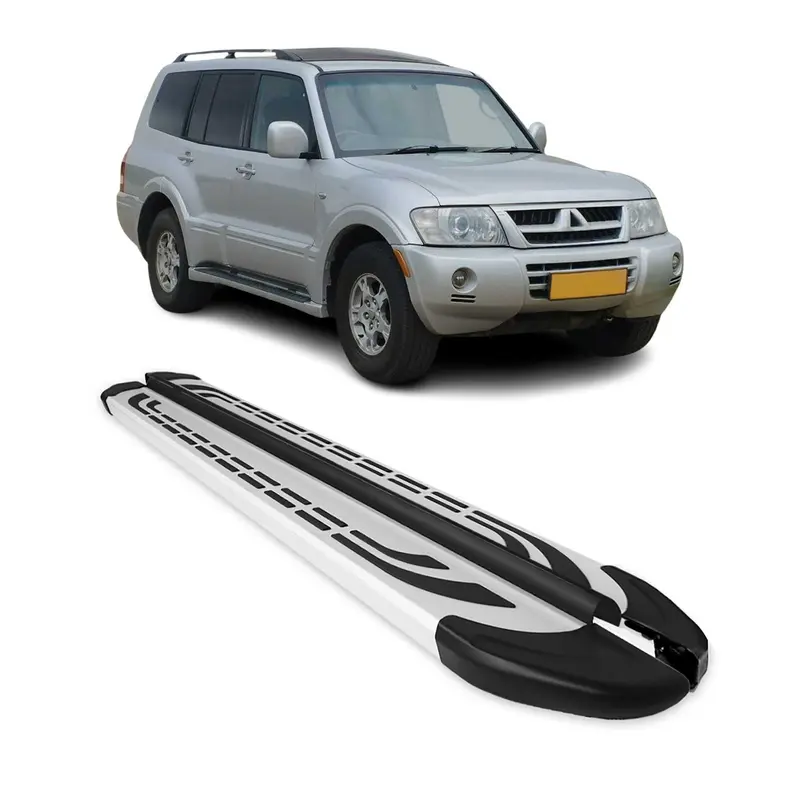 Marchepieds Latéraux pour Mitsubishi Pajero IV 2006-2021 Gris Aluminium 2Pcs