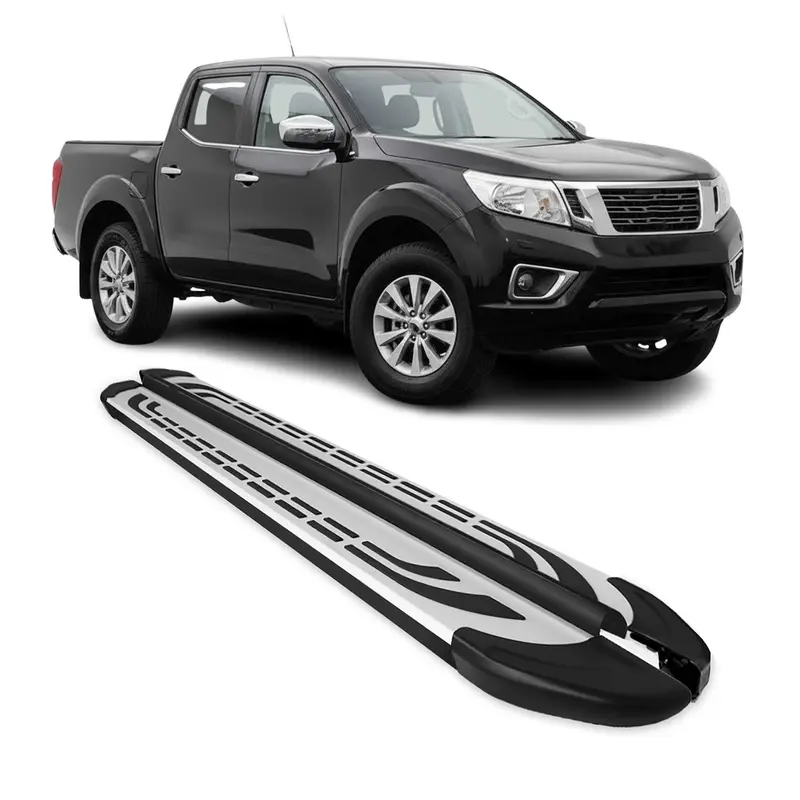 Marchepieds Latéraux pour Nissan Navara Double Cab 2015-2023 Alu Gris Noir 2Pcs