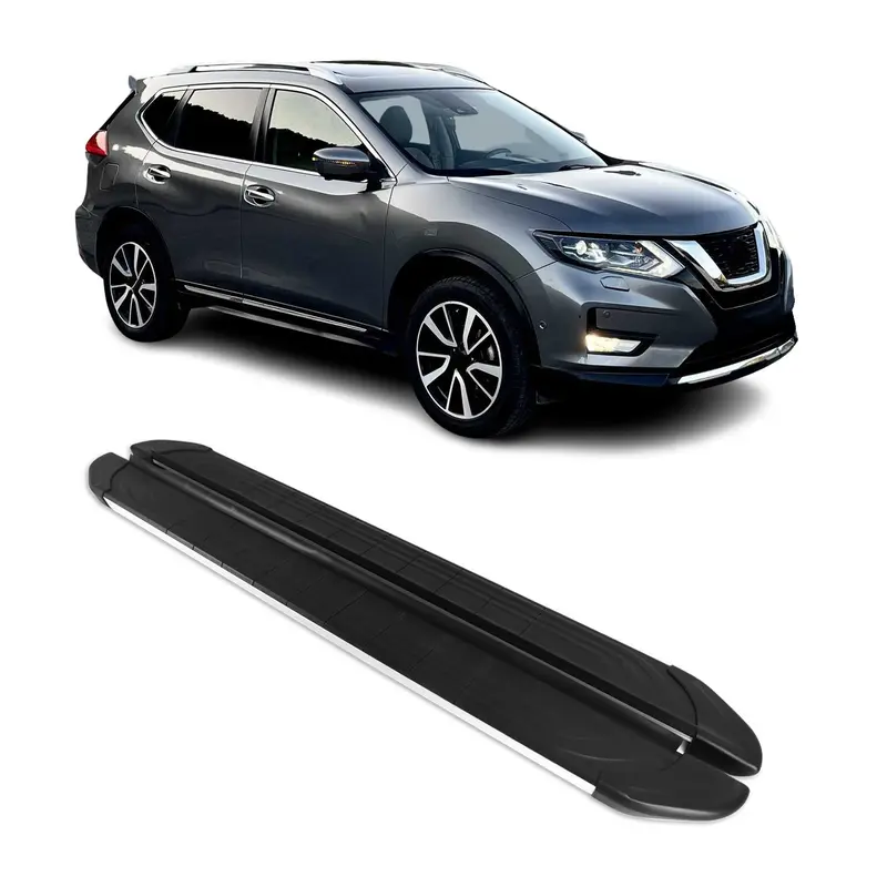 Marchepieds Latéraux pour Nissan X-Trail T32 2013-2021 Alu Gris Noir 2Pcs