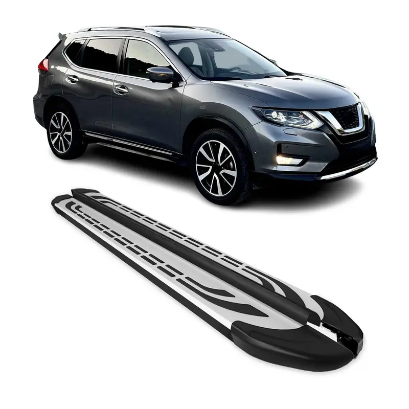 Marchepieds Latéraux pour Nissan X-Trail T32 2013-2021 Aluminium Gris Noir 2Pcs