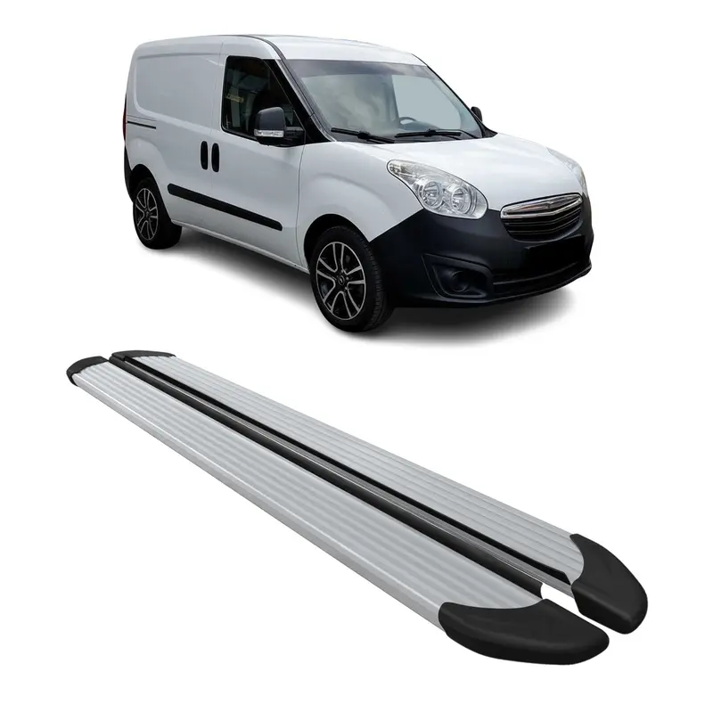 Marchepieds latéraux pour Opel Combo 2012-2019 L1 Court Alu argenté OPA 2 pièces
