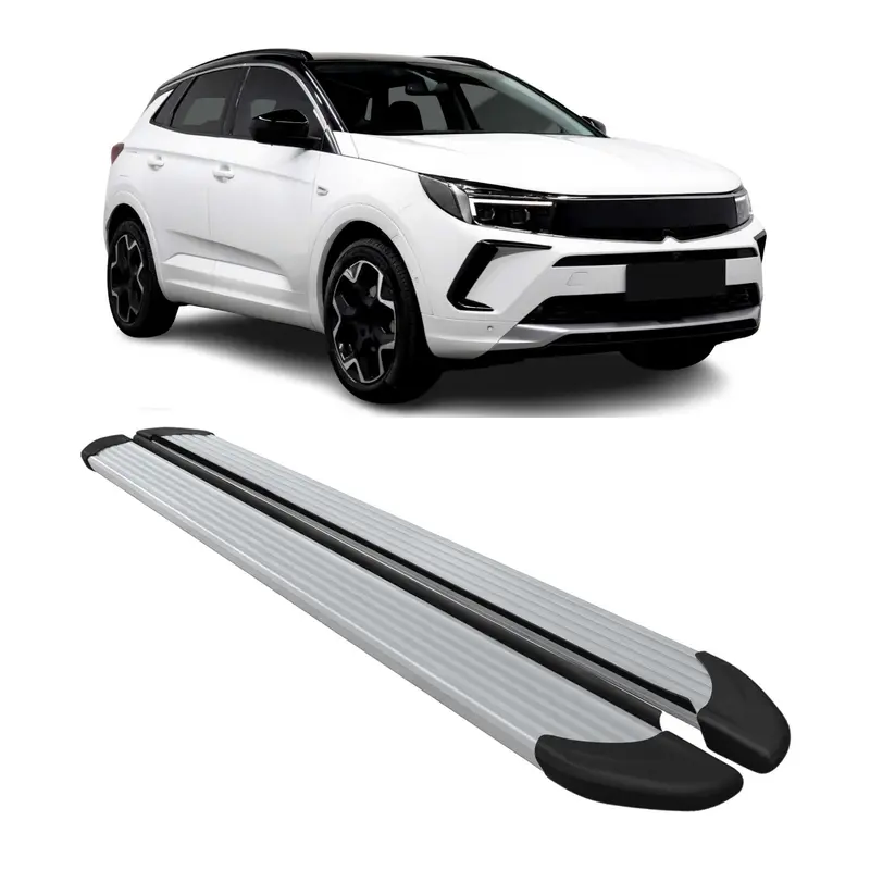 Marchepieds Latéraux pour Opel Grandland 2021-2024 Aluminium Argent 2x