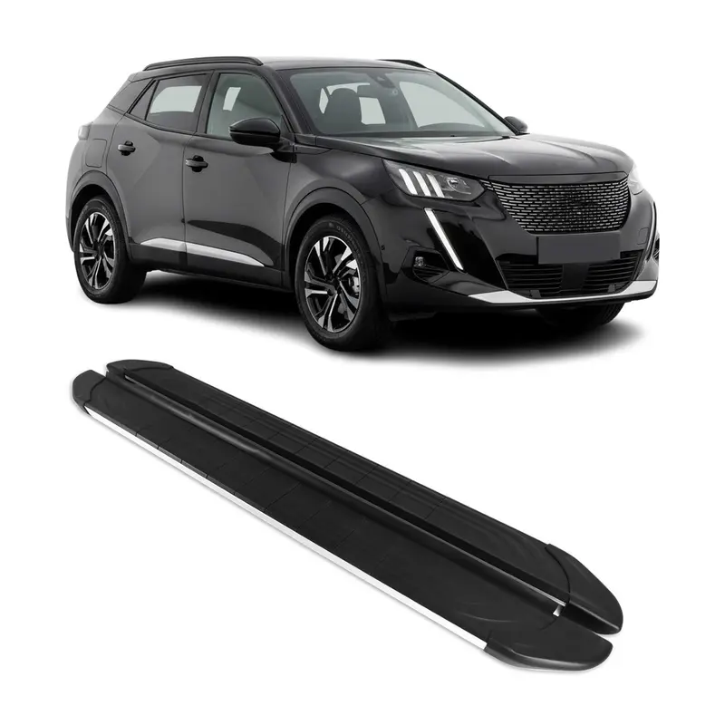 Marchepieds Latéraux pour Peugeot 2008 2019-2026 Aluminium Gris Noir 2Pcs