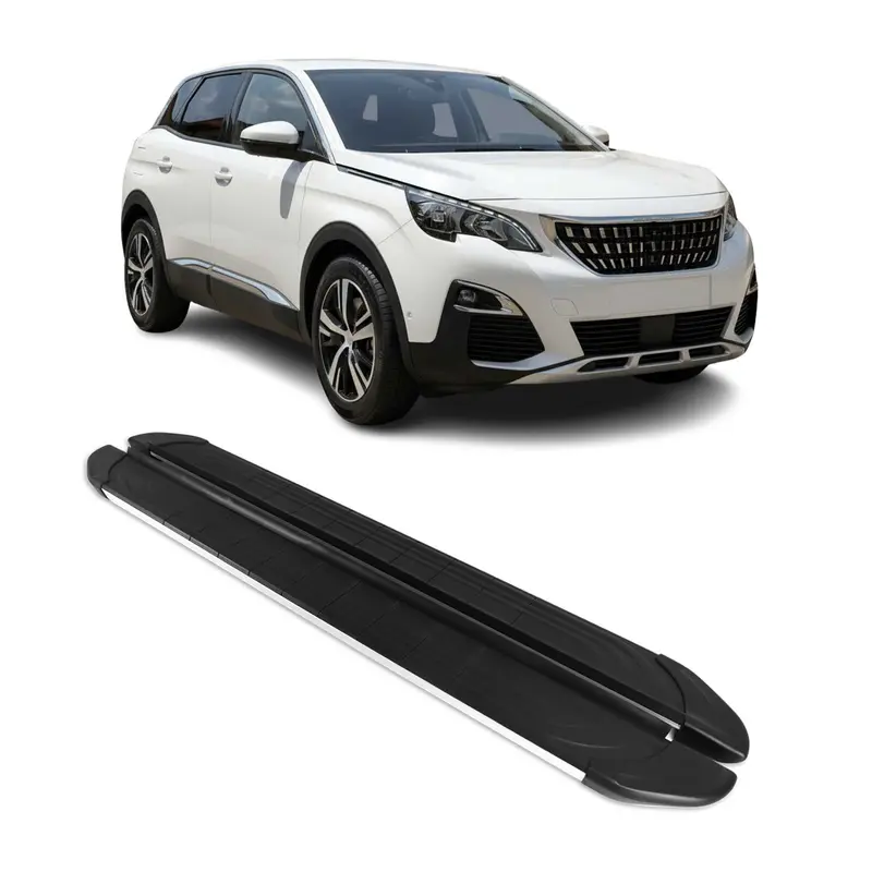 Marchepieds Latéraux pour Peugeot 3008 2016-2024 Aluminium Gris Noir 2Pcs