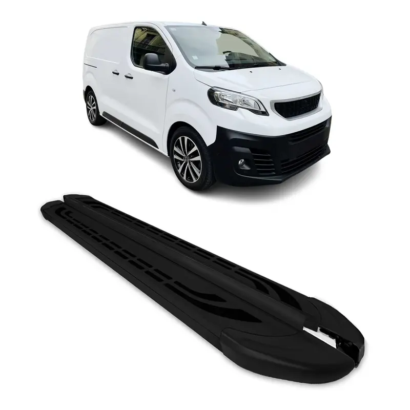 Marchepieds Latéraux pour Peugeot Expert Traveller 2016-2026 Alu Noir L1 Court