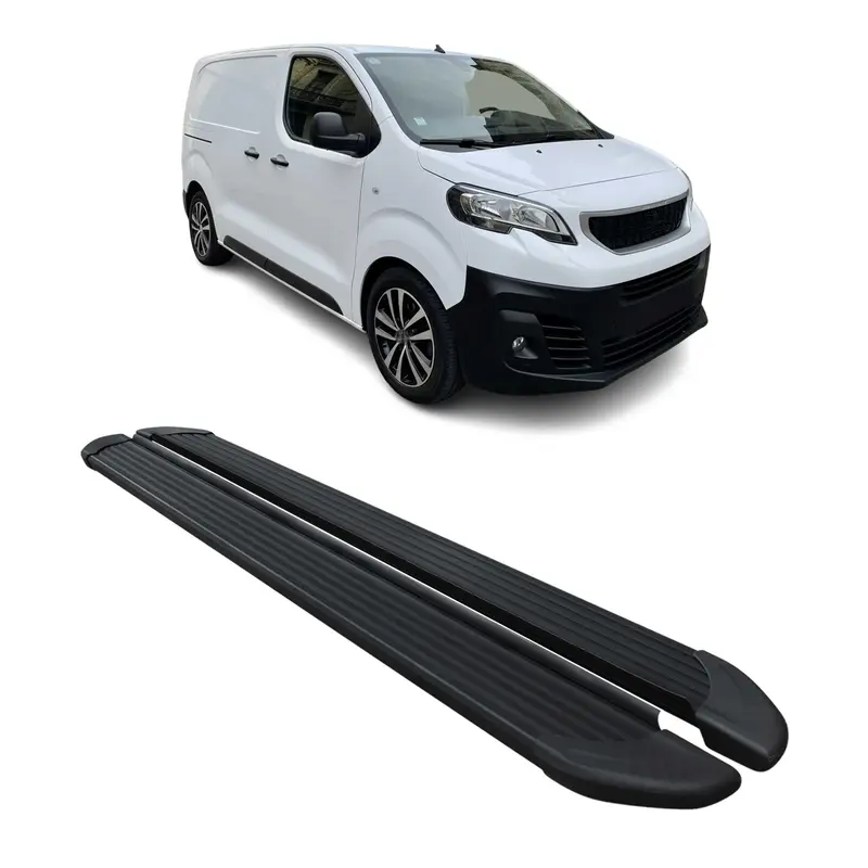 Marchepieds Latéraux pour Peugeot Expert Traveller 2016-2026 Noir Alu L1 Court