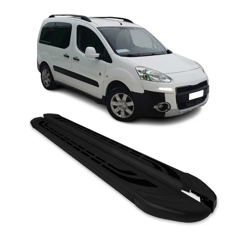 Marchepieds Latéraux pour Peugeot Partner Tepee 2008-2018 Aluminium Noir 2Pcs