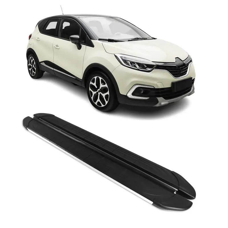 Marchepieds Latéraux pour Renault Captur I 2013-2019 Aluminium Gris Noir 2Pcs