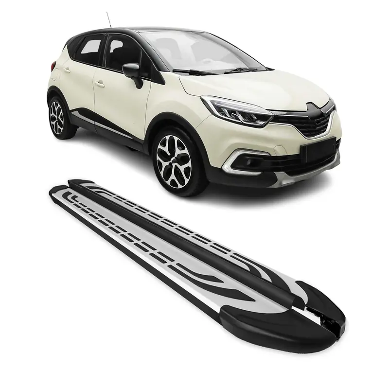 Marchepieds Latéraux pour Renault Captur I 2013-2019 Aluminium Gris Noir 2x
