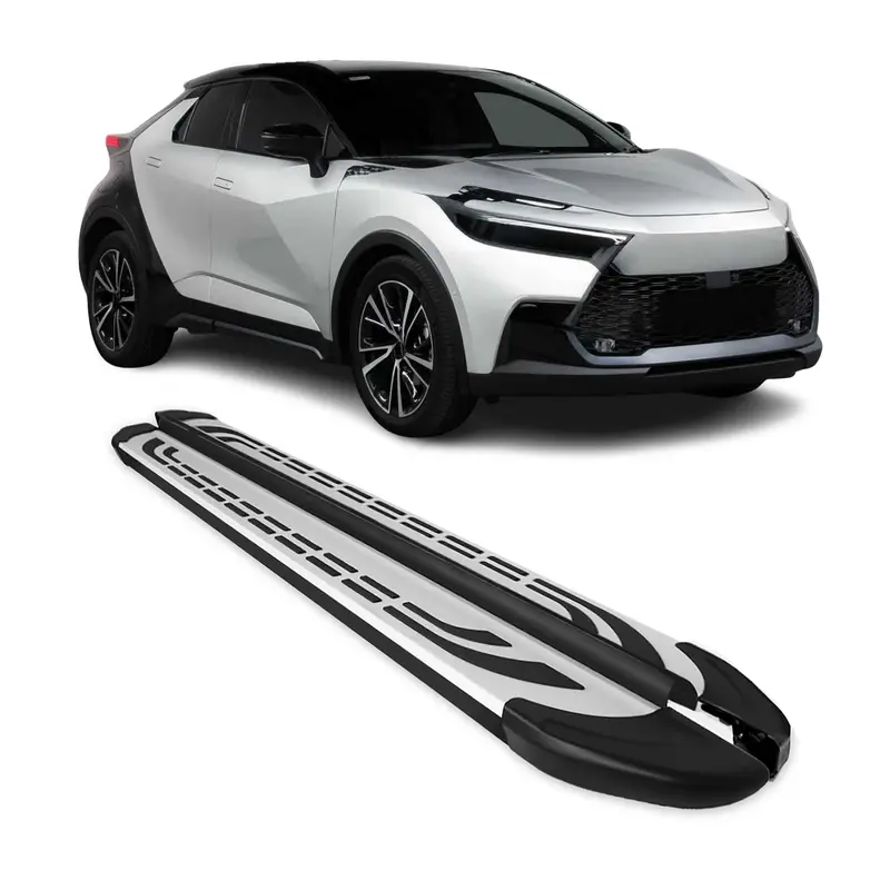Marchepieds Latéraux pour Toyota C-HR AX20 2023-2026 Aluminium Gris Noir 2Pcs