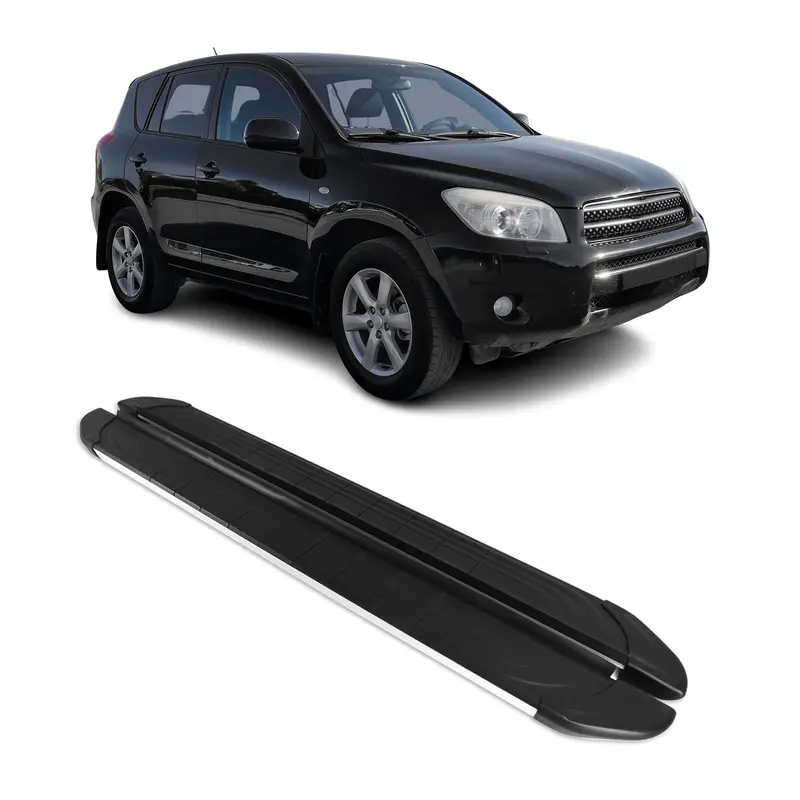 Marchepieds Latéraux pour Toyota RAV4 2013-2018 Aluminium Gris Noir 2Pcs