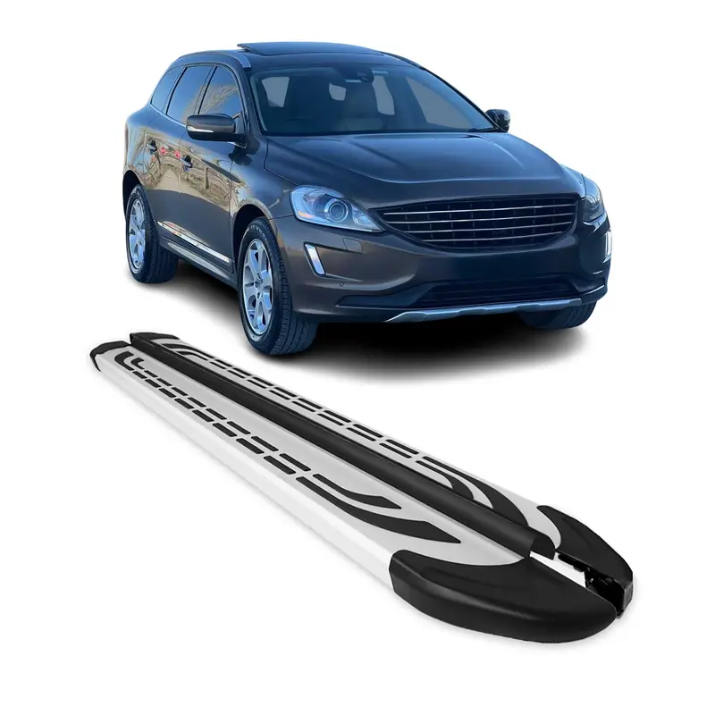 Marchepieds Latéraux pour Volvo XC90 SUV 2002-2014 Argent en Aluminium 2 Pc