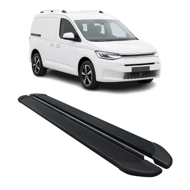 Marchepieds Latéraux pour VW Caddy Maxi 2020-2026 L2 Châssis Aluminium Noir