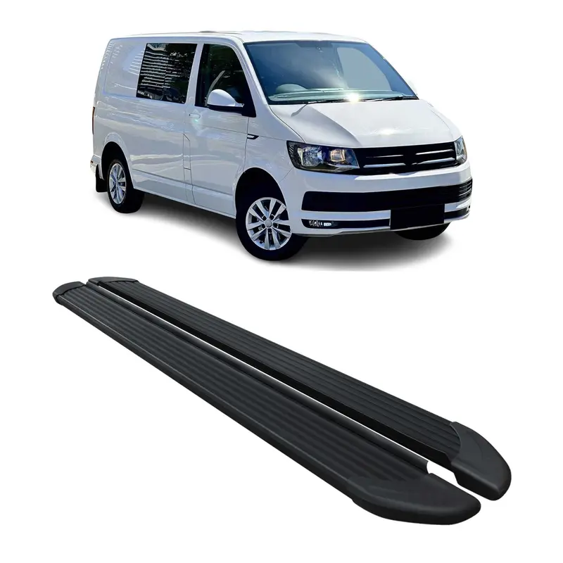 Marchepieds Latéraux pour VW T6 T6.1 Transporter 2015-22 Noir Aluminium L1 Court