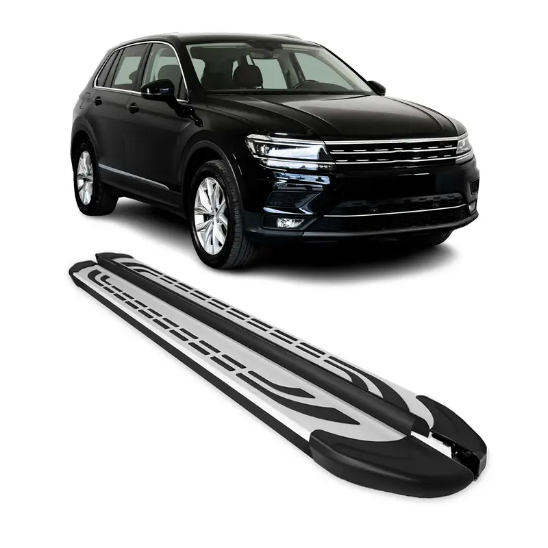 Marchepieds Latéraux pour VW Tiguan Allspace 2016-2023 Aluminium Gris Noir 2Pcs