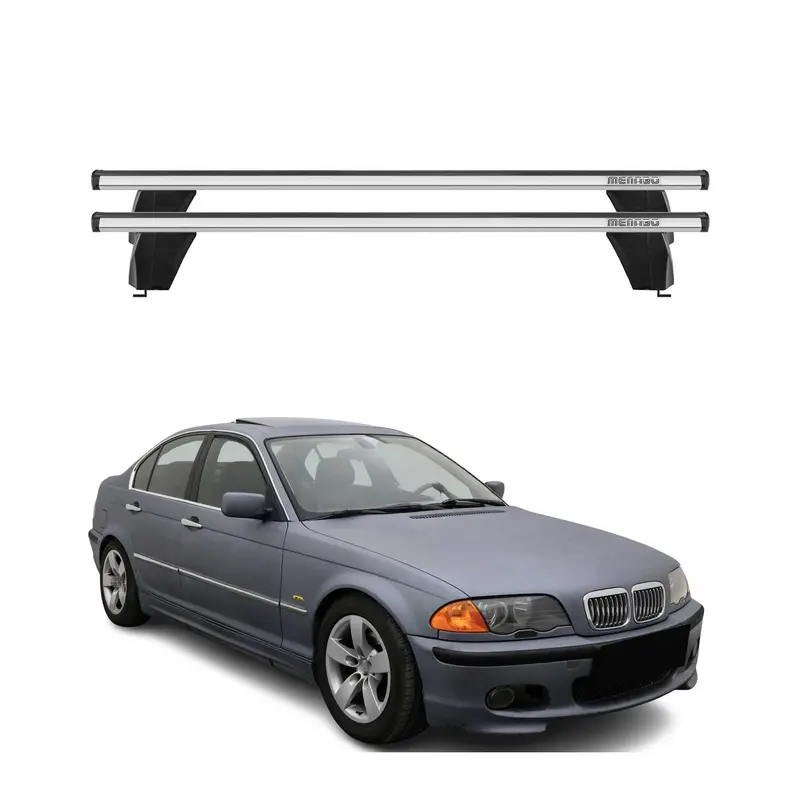 Menabo Barres de toit transversales pour BMW Série 3 E46 Berline 98-07 Alu Gris