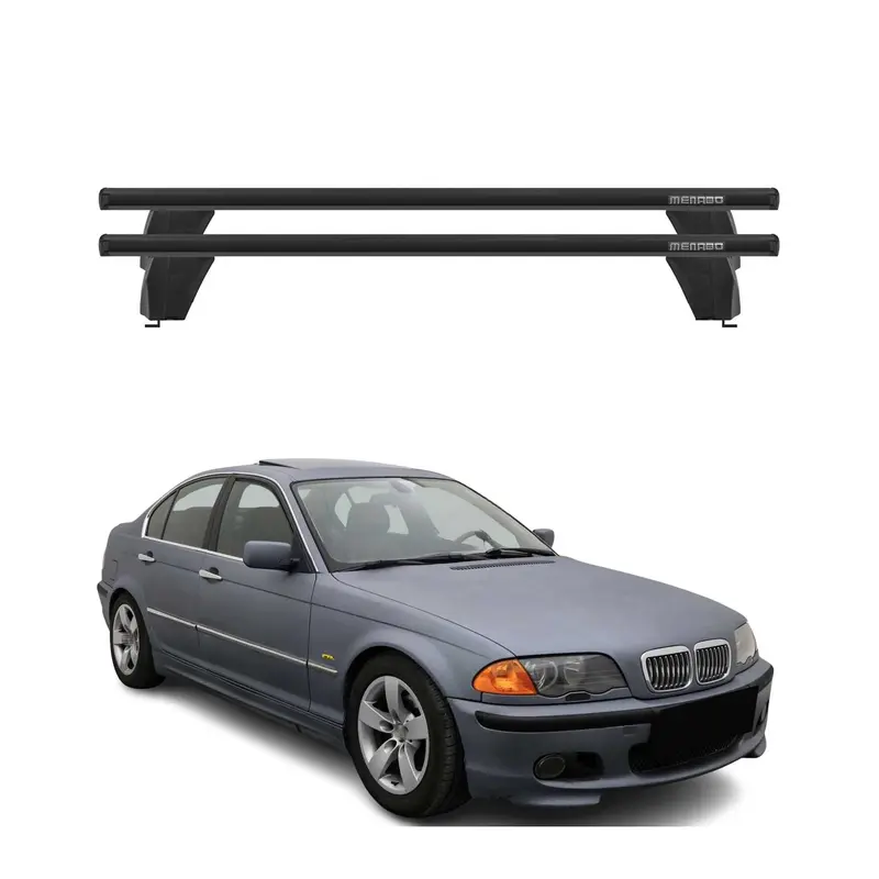 Menabo Barres de toit transversales pour BMW Série 3 E46 Berline 98-07 Alu Noir