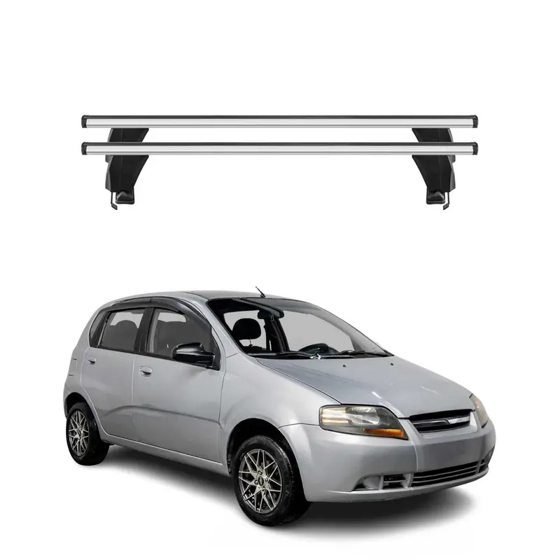 Menabo Barres de toit Transversales pour Chevrolet Aveo T250 2005-2011 Alu Gris