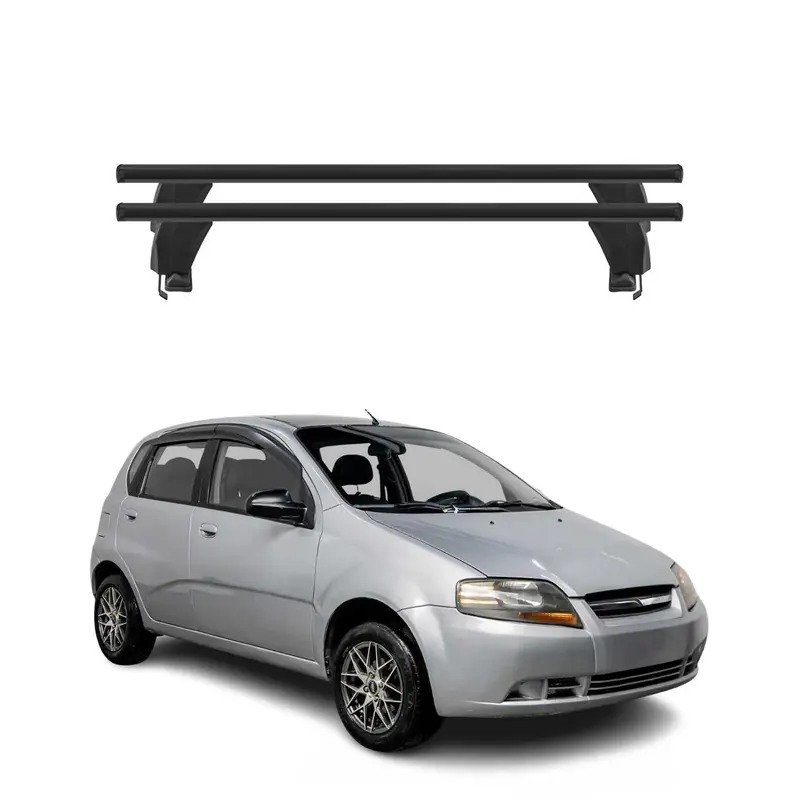 Menabo Barres de toit Transversales pour Chevrolet Aveo T250 2005-2011 Alu Noir