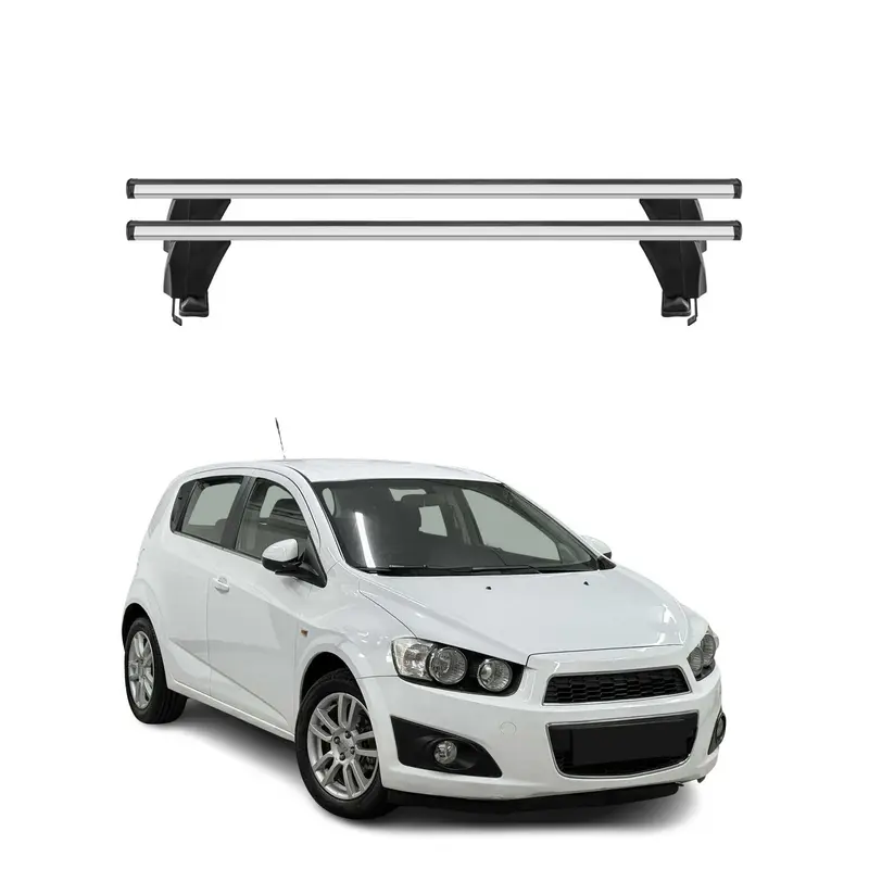 Menabo Barres de toit Transversales pour Chevrolet Aveo T300 2011-2020 Alu Gris