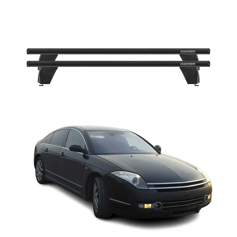 Menabo Barres de toit Transversales pour Citroen C6 2005-2012 Noir ABE 2x