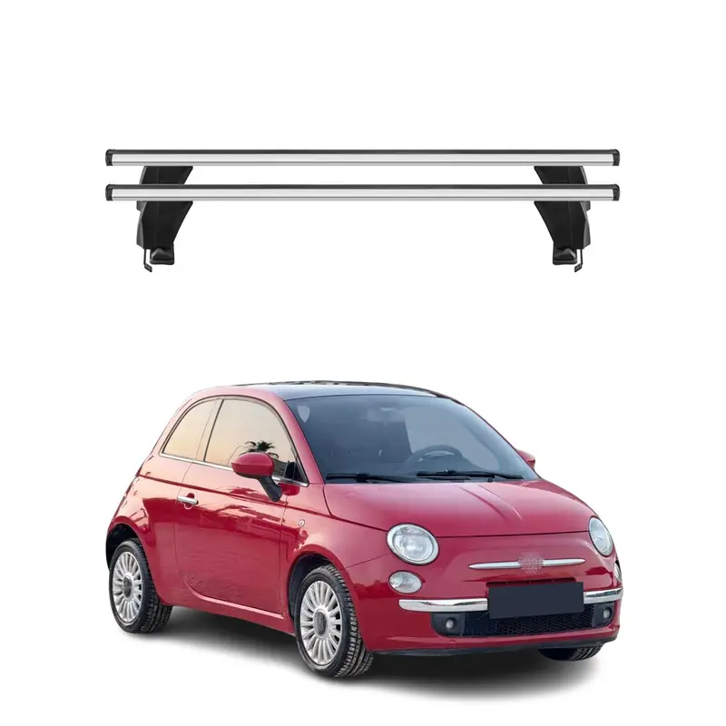 Menabo Barres de toit Transversales pour Fiat 500 2007-2024 Alu Gris ABE 2x