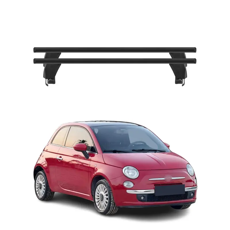 Menabo Barres de toit Transversales pour Fiat 500 2007-2024 Alu Noir ABE 2x