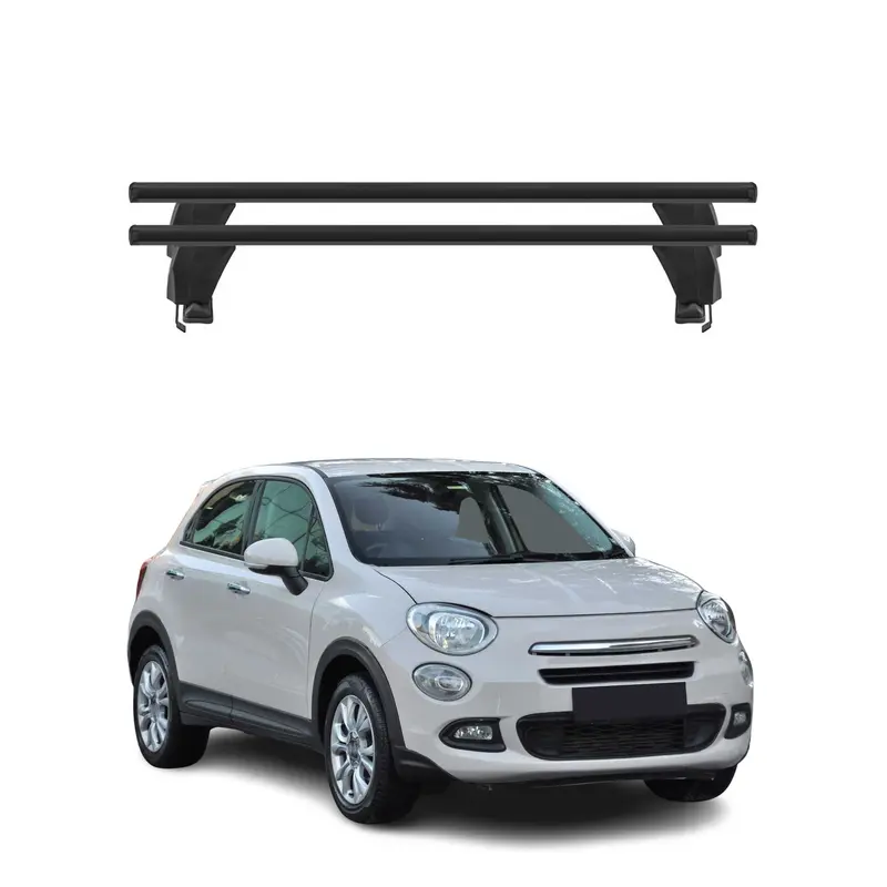 Menabo Barres de toit Transversales pour Fiat 500X 2015-2026 Alu Noir ABE 2x