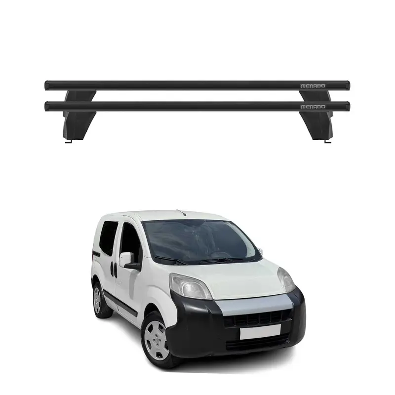Menabo Barres de toit Transversales pour Fiat Fiorino III 2007-2016 Alu Noir ABE