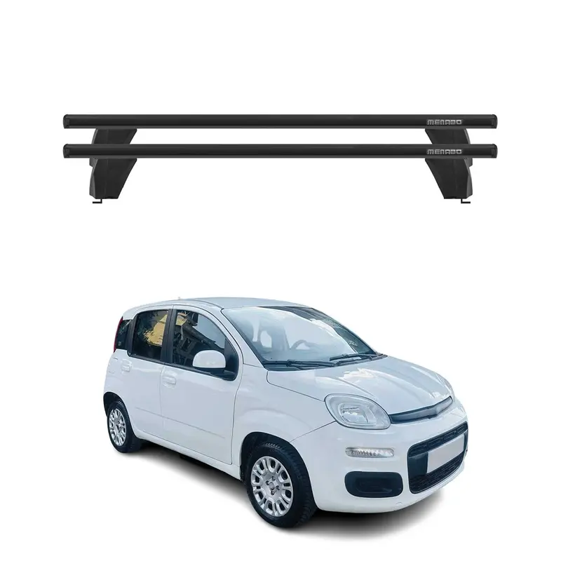 Menabo Barres de toit Transversales pour Fiat Panda III 2012-2026 Alu Noir